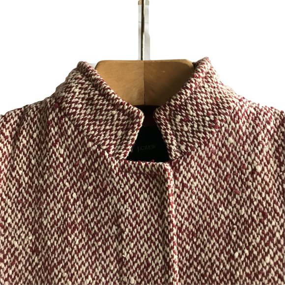 J.Crew Vintage Pink White Tweed Long Pea Coat Wool - Picture 2 of 15